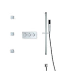 Next Level RGB LED Shower System With 80X60 Cm Rain Head And Flexible Handheld Wand, Concealed Four Way Diverter Faucet Set, Chrome Rock Solid Brass Combo With BodyJets And Tub Spout For A Smooth Spa Upgrade, featuring large rain head and controls.
