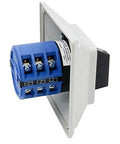 Three Phase Rotary Changeover Switch 40A 660V With 12 Terminal Universal Cam Selector Waterproof Exterior Box Manual Transfer Switch For Motor Control 3 Position 1 0 2 - side view showing blue and white terminals.