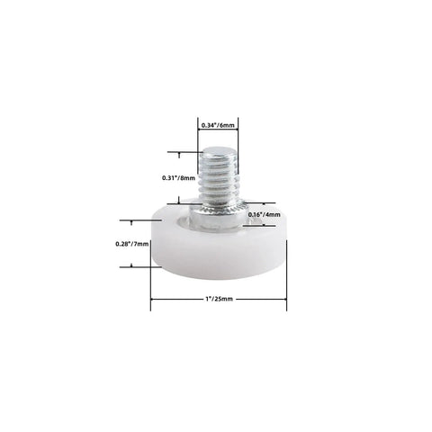 Set Of 12 Heavy Duty Drawer Rollers And Silent Replacement Pulley Wheels Featuring Precision Ball Bearings, 1 inch POM pulley.