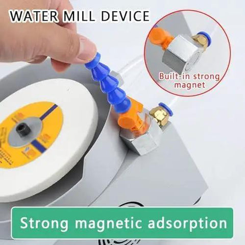 Adjustable Wet Bench Sander Equipped With Heavy Duty Diamond Grinding Discs And Smart Water Cooling For Effortless Metal Sharpening And Jade Polishing That Runs Like A Dream On Any Tough Project features built-in magnetic water mill device.