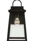 1-Light Outdoor Wall Lamp In Black, Founders Style Exterior Light Fixture For Home, angled front view