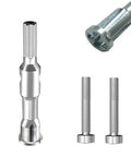 Transform Your Drill Into A Fast Automatic Wire Stripper For 1.5 To 4Mm2 Cables Hardened Steel Copper Removal Tool shown with two metal attachments.