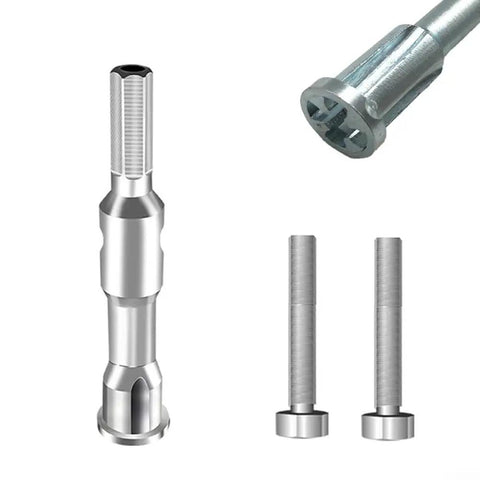 Transform Your Drill Into A Fast Automatic Wire Stripper For 1.5 To 4Mm2 Cables Hardened Steel Copper Removal Tool shown with two metal attachments.