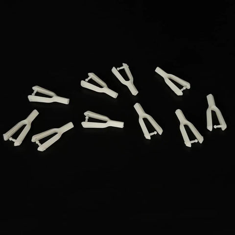 10 Pack RC Airplane Clevis Tie Rod Connection For Rudder Angle And Pro Grade Servo Arm DIY Model Aircraft Fix Wing Parts For Foam Planes And Helicopters White Plastic 1mm Hole 20mm Length Style 1, showing connectors on black background.