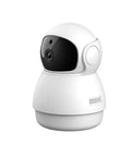 Top Tier 1080p AI Indoor Security Camera Featuring Sharp Human And Pet Motion Tracking Pan And Tilt Sweep For Effortless Home Crib Surveillance That Keeps Your Setup Locked Down Tight in white compact design.