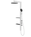 Premium Wall Mount Rain Shower System With Eight Inch Rainfall Head And Heavy Duty Handheld Combo on white background.
