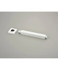 16" Rain Systems Wall Mounted Shower components, including a white ceiling connector and pipe for easy installation.