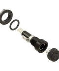 HKP-HH Cartridge Fuse Holder For 6x30mm Fuses Panel Mount Industrial And Automotive Ready Durable Heavy Duty Fuse Socket BK/HKP-HH-R Compatible Easy Mounting 1 Pack, black plastic and metal components, disassembled view.