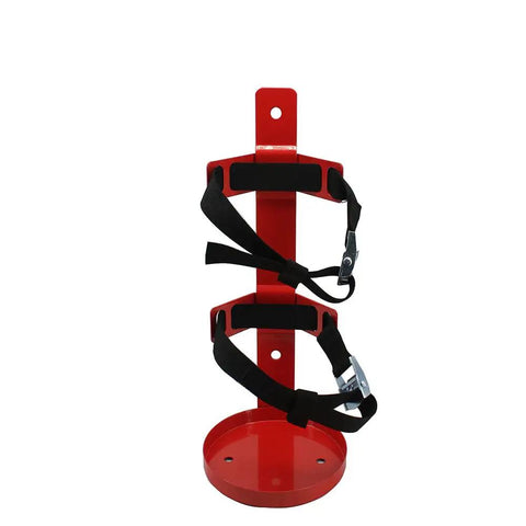 Heavy Duty Fire Extinguisher Wall Mount Bracket For 5 Pound Extinguishers, Steel Construction, Red Electrostatic Finish, Rock Solid Secure Hold
