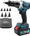 Boss Level Cordless Electric Rivet Nut Gun Automatic Blind Riveter For M3 To M12 Hardware with 26V battery and accessory kit.