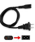 Dead Nuts Reliable Five Foot AC Two Prong Heavy Duty Replacement Power Cable That Just Works For PS5 Xbox Series X TV Monitors Speakers And Printers Black with molded design.