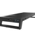 Slick Multifunctional Pc Dock Pro Intelligent Monitor Stand With Badass Wifi Signal Booster And Rapid Wireless Charging For Desktop Laptop Holder Bracket Featuring Smooth Bt Aptx Audio And Secure Biometric Fingerprint Lock, black monitor stand with USB ports.