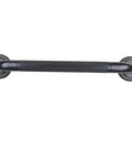 Heavy Duty 12 Inch Textured Grab Bar For Bathtub And Shower With Oil Rubbed Bronze Finish angled view showing non-slip grip and mounting bases.