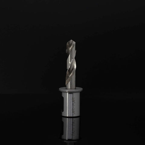 Front view of 3/8 in x 1-3/8 in annular cutter with Weldon shank for magnetic drill press