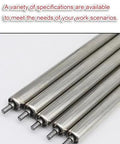 Badass Stainless Steel Conveyor Roller, Heavy Duty Non Powered Idler For Assembly Lines, showing 5 rollers with iron shafts.