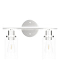 2 Light Wall Sconce Vanity Light In Brushed Nickel With Clear Glass Shades, Modern Bath Vanity Fixture For Bathroom Mirror