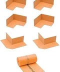 Kerdi KERECK Inside and Outside Preformed Seamless Corners and Band Kit with KEBA 100/125/5M, orange corners and membrane roll.