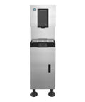 Heavy Duty Cubelet Nugget Ice Machine With Built In Water Dispenser And Roomy Storage Bin front view, stainless steel countertop unit.