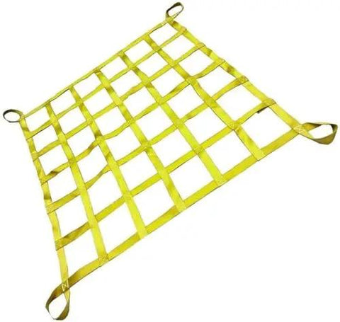 Rugged Cargo Hoist Net Built Tough To Handle The Nitty Gritty Tear Resistant Straps For Hauling Heavy Equipment On Construction Sites Truck Beds And Docks Without Breaking A Sweat, yellow polyester lifting net