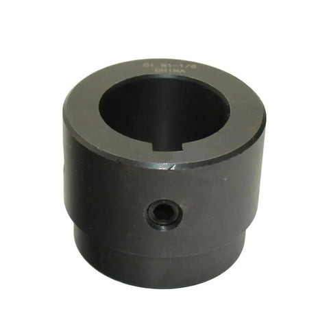 Heavy Duty Weld On Hub Adapter For W Series Sprockets And Pulleys with 1-1/8 inch bore and 1-5/8 inch OD, black metal.