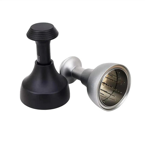 Upgrade Your Daily Brew Routine With This Dope Adjustable Espresso Coffee Tamper And Premium Needle Distributor Leveler Compatible With Most 58Mm Portafilters, featuring black and silver design.