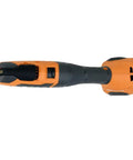 Top view of 18V Brushless Cordless Oscillating Multi Tool For Fast Precise Cuts In Drywall And Wood Tool Only with orange and black design.