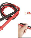 Banana Plug Multimeter Probe Test Lead Cable Set 0.6 Meter Pair 1000V Black With Dope Anti Slip Grip For Universal DMM Jacks