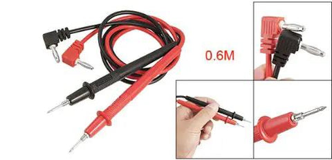 Banana Plug Multimeter Probe Test Lead Cable Set 0.6 Meter Pair 1000V Black With Dope Anti Slip Grip For Universal DMM Jacks