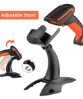 Rugged Industrial Wireless Barcode Scanner 2D QR And 1D Reader, 2.4G Wireless, with adjustable stand, Model 8100 Orange