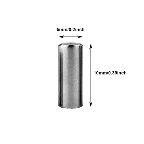 Close-up of M5 dowel pin from 10Piece Stainless Steel Needle Roller Assembly Set Slotted Spring Pins and Spring Dowels Tension Roll Pins M5 Split Expansion Pin Kit with Burr Free Finish Heavy Duty Flat Head Design Durable Precision Fastening for Hinges Pivots and Machinery, dimensions labeled