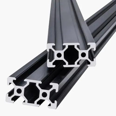 Four 39.4 Inch T Slot 2040 Aluminum Extrusion Profiles With Anodized Linear Rails European Standard Heavy Duty DIY Kit For 3D Printers CNC Machines And Laser Engraving Black.