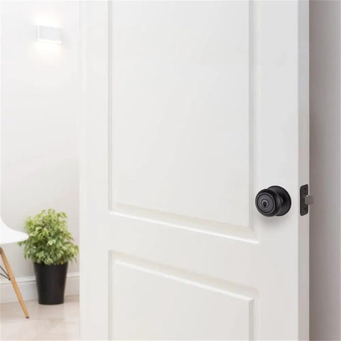 Keyed Entry Door Knob In Matte Black With Anti Bump Technology Reversible Design Fits One And Three Eighths To One And Three Quarters Inch Doors