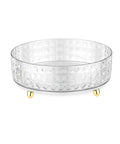 Non Slip Lazy Susan Turntable 9 Inch Clear One Tier Spinning Organizer with high guardrail and gold legs