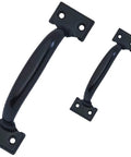 Door Pull Six And A Half Inch Steel Black Coated Surface Mount Two Pack With Mounting Hardware for Barn Garage Screen Doors Fence Gates