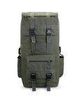 Green waterproof nylon 110L Hiking Backpack For Camping And Trekking, Waterproof Outdoor Rucksack With Heavy Duty Internal Frame front view
