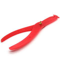 Top Shelf 12 Inch Bend Leg Plastic Caliper For Clay Pottery Measuring Inner And Outer Diameter With Heavy Duty Dual Head Design dead on accuracy in red.