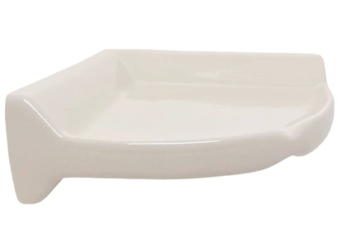 Bone Almond Glazed Ceramic Corner Shower Shelf, Large Size Bathroom Organizer, Glossy Finish, Tile Install Required