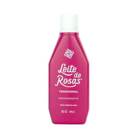 Leite de Rosas Tradicional Desodorante 60ml pink bottle with white cap