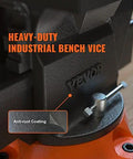VEVOR 6-inch bench vise with 360-degree swivel base, orange body and anti-rust coating