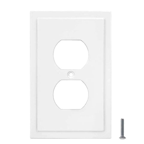 Dope Modern Edge Decorative Wall Plate And Switch Plate Cover Set In White Zinc Alloy Durable Single Duplex 3 Pack Easy Install