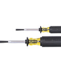 Slotted Screw Holding Screwdriver Set With Three Sixteenth Inch And One Quarter Inch Flat Head Drivers Positive Gripping Action Two Piece Pro Kit For Handyman Projects Great For Stainless Steel Screws And Grab And Go Jobs displayed on white background