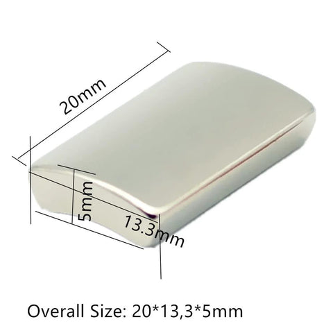 NdFeB magnet block, silver metal finish, 20x13.3x5 mm