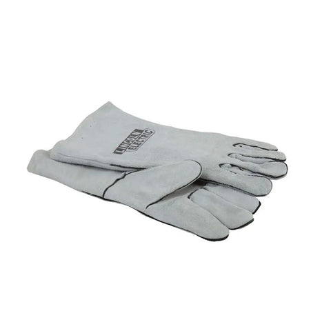 Leather Welding Gloves KH641 Pro Grade Heavy Duty Heat Resistant Gauntlet Cuff With Cotton Lining Unisex Grey One Size