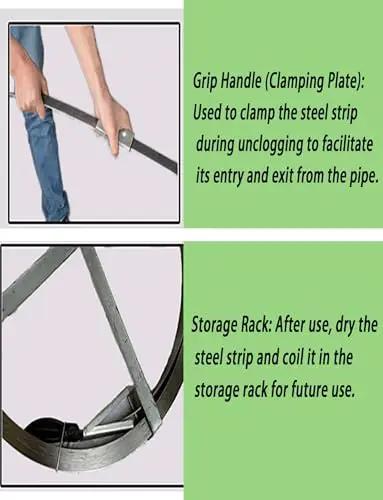 Grip handle and storage rack for Heavy Duty Sewer Drain Snake and Pro Grade Rodding Kit, designed for clamping and storage.