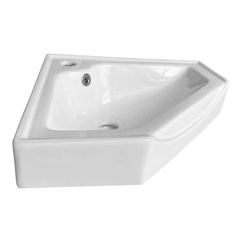 Alexander II 24 Inch Corner Wall Mounted Bathroom Sink White With Overflow space saving ceramic sink