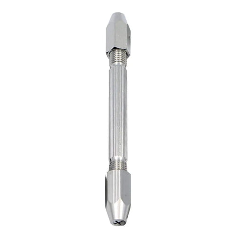 Double End Pin Vise Drill Tool 0-3.1mm Manual Gimlet Hand Drill For Precision Clock Repair Jewelry Making And Small Hobby Projects With Reversible Holders Multipurpose, silver steel