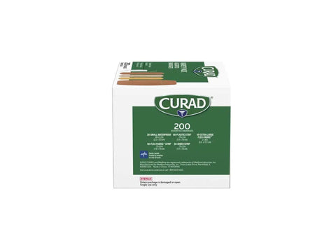 Assorted Adhesive Bandages With Four Sided Seal For Everyday Wound Care In A 200 Count Variety Pack box front view