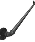 Matte Black Industrial Pipe Stair Handrail Featuring Badass Non Slip Grip Solid Wrought Iron Wall Banister, side view installation.