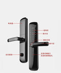 Top Shelf Fingerprint Smart Lock With Snappy Setup For Home And Office Doors featuring touch entry, USB port and labels.