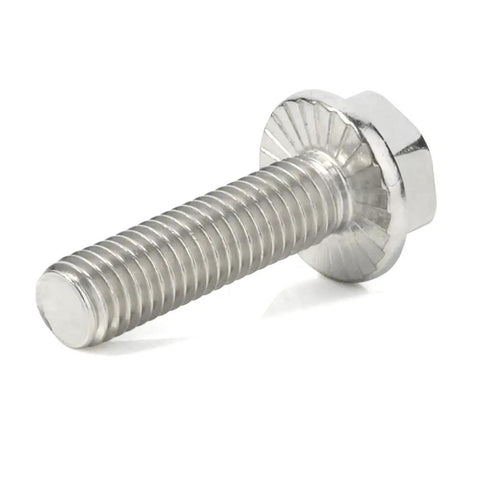 M10 Flanged Hex Head Bolts 1.5mm Thread 25mm Length Heavy Duty Stainless Steel 304 18 8 Plain Finish DIN 6921